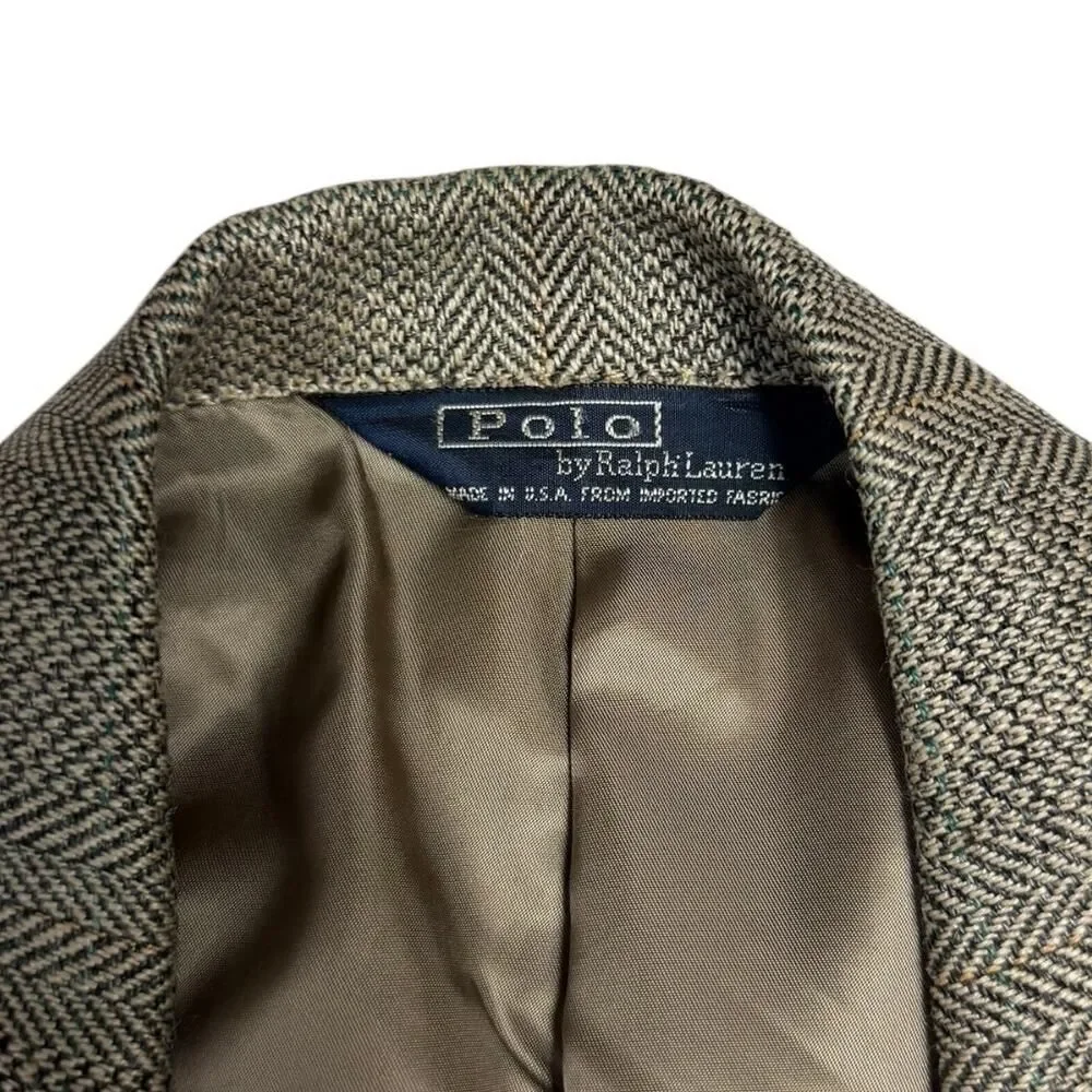 Polo Ralph Lauren Men's Tweed Blazer Sports Coat size 42R Herringbone VTG USA